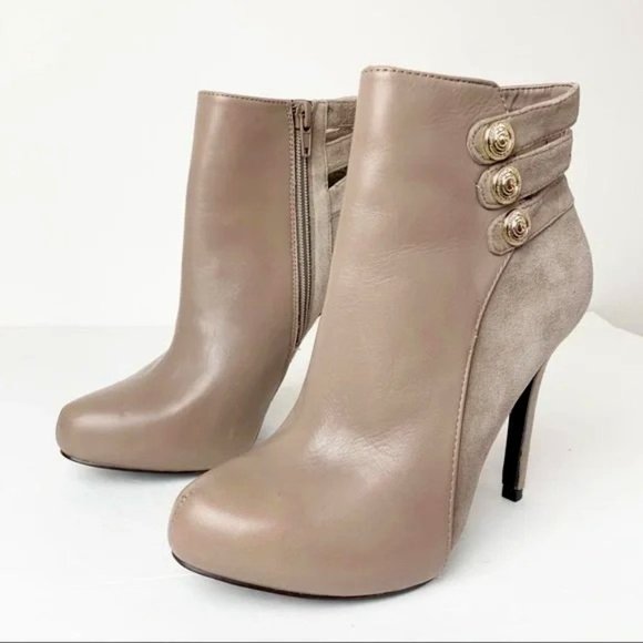 NEW* GUESS Ankle Heels Suede Booties Beige Nude Color Size 6 $78.00 - Picture 2 of 6